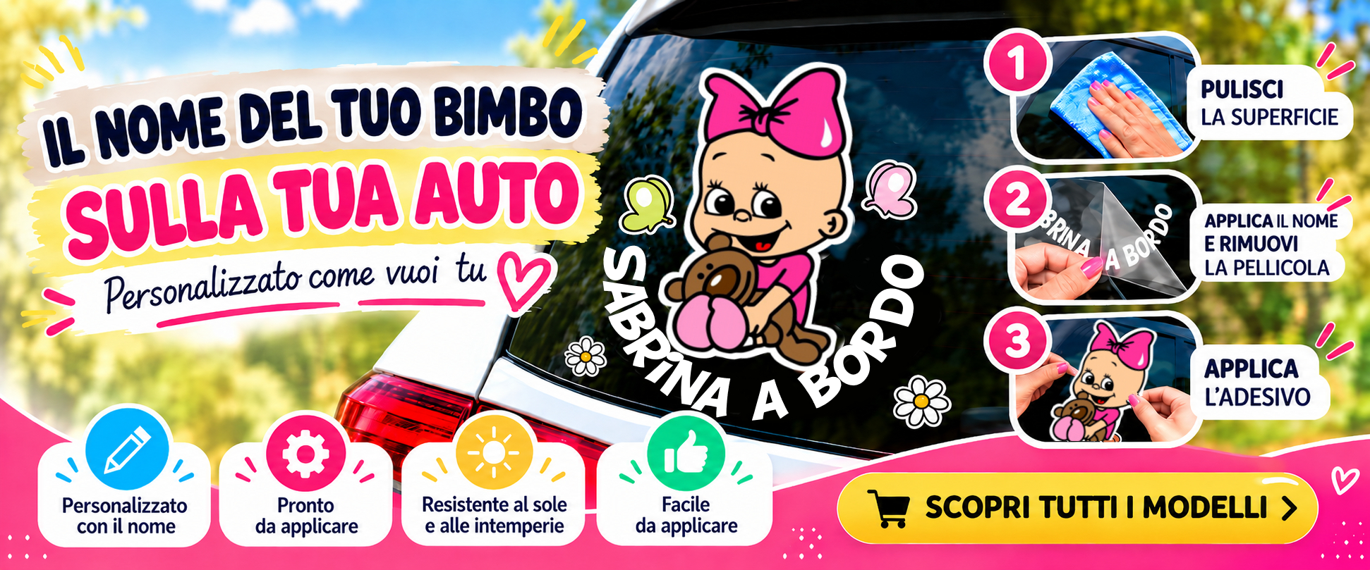 Adesivo personalizzato per auto con nome